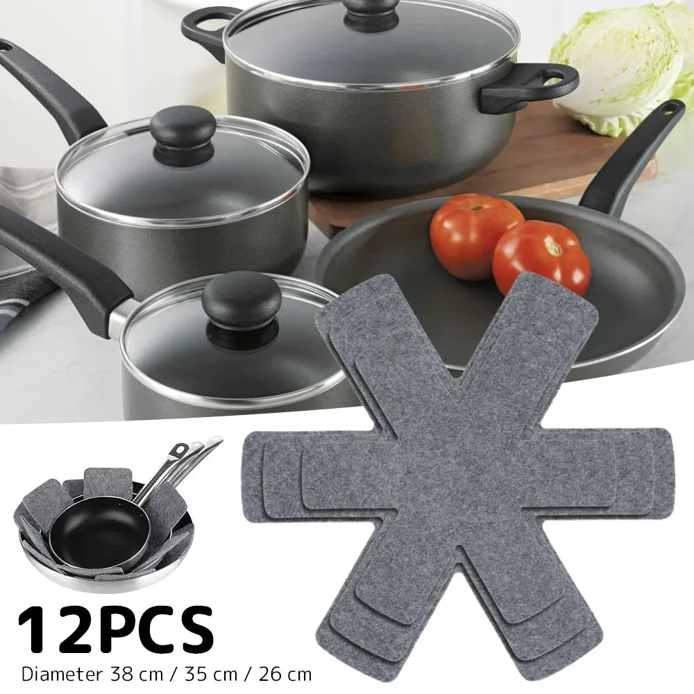 12-Piece Non-Woven Pot and Pan Protectors – 3 Sizes for Safe Cookware Storage
