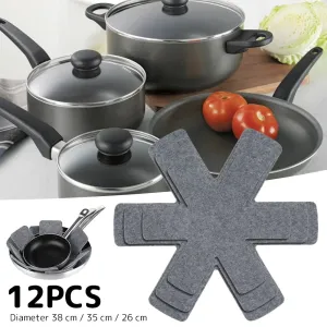 12-Piece Non-Woven Pot and Pan Protectors – 3 Sizes for Safe Cookware Storage