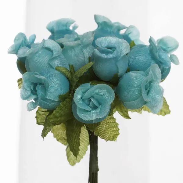 144 Artificial 3/4” Aqua Poly Rose Buds DIY Wedding Bouquet Flowers Craft Decoration