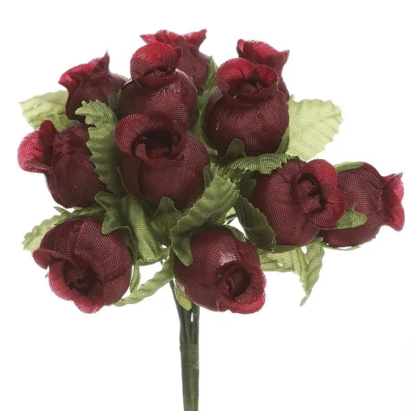 144 Artificial 3/4” Burgundy Poly Rose Buds DIY Wedding Bouquet Flowers Craft Decoration