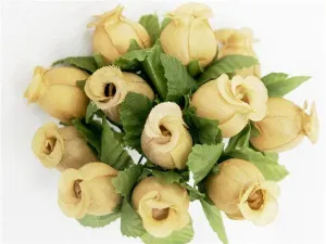 144 Artificial 3/4” Champagne Poly Rose Buds DIY Wedding Bouquet Flowers Craft Decoration