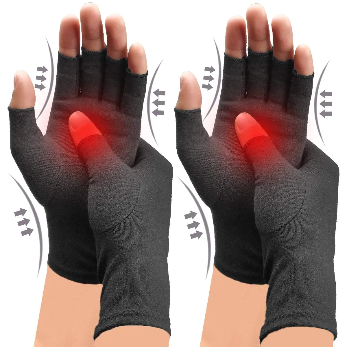 2 Pairs Arthritis Compression Gloves, Relieve Arthritis, Rheumatoid, Osteoarthritis, Carpal Tunnel Pain, Compression Gloves for Arthritis for Women & Men, Gloves for Work, Warm Moisture Absorption Large (2 Pair) Black