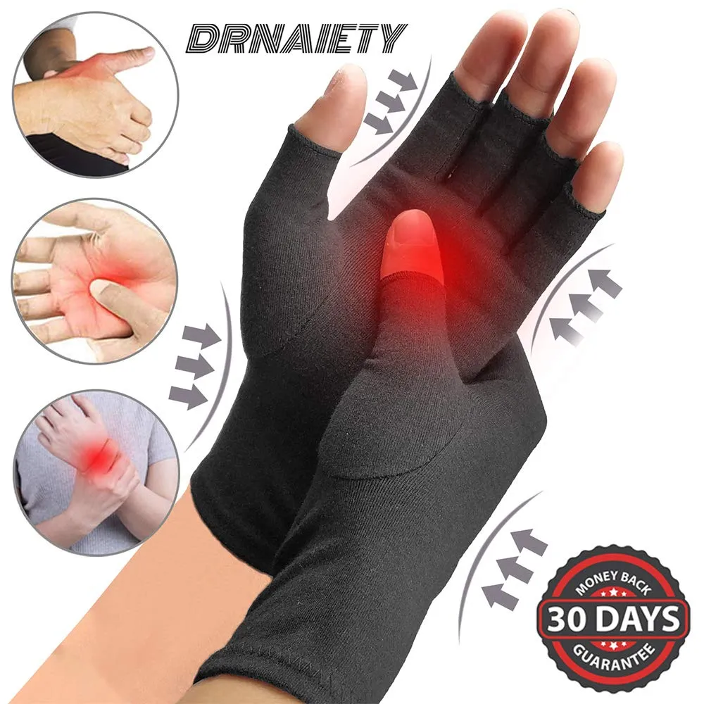 2 Pairs Arthritis Compression Gloves, Relieve Arthritis, Rheumatoid, Osteoarthritis, Carpal Tunnel Pain, Compression Gloves for Arthritis for Women & Men, Gloves for Work, Warm Moisture Absorption Large (2 Pair) Black