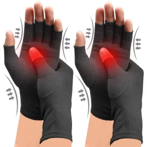 2 Pairs Arthritis Compression Gloves, Relieve Arthritis, Rheumatoid, Osteoarthritis, Carpal Tunnel Pain, Compression Gloves for Arthritis for Women & Men, Gloves for Work, Warm Moisture Absorption Large (2 Pair) Black