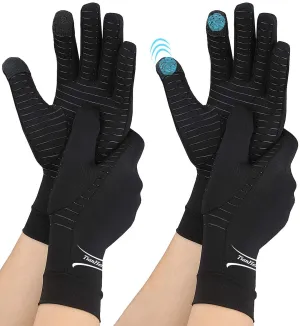 2 Pairs Copper Arthritis Gloves, Touch Screen Compression Gloves for Men Women, Full Finger Carpal Tunnel Glove for Typing, Hand Pain, RSI, Support Wrist and Hand Joint (Black, X-Large (2 Pairs)) Black X-Large (2 Pairs)