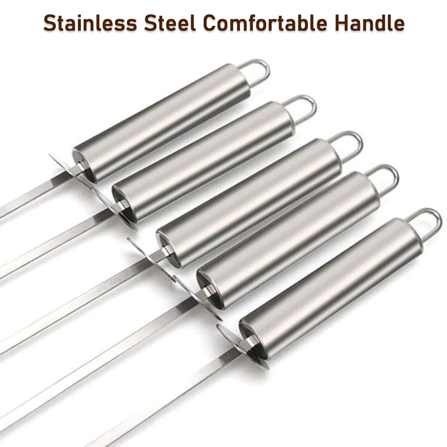 2331 Long Stainless Steel BBQ Grill Bar Sticks With Handle Reusable Grill Skewers Outdoor Camping