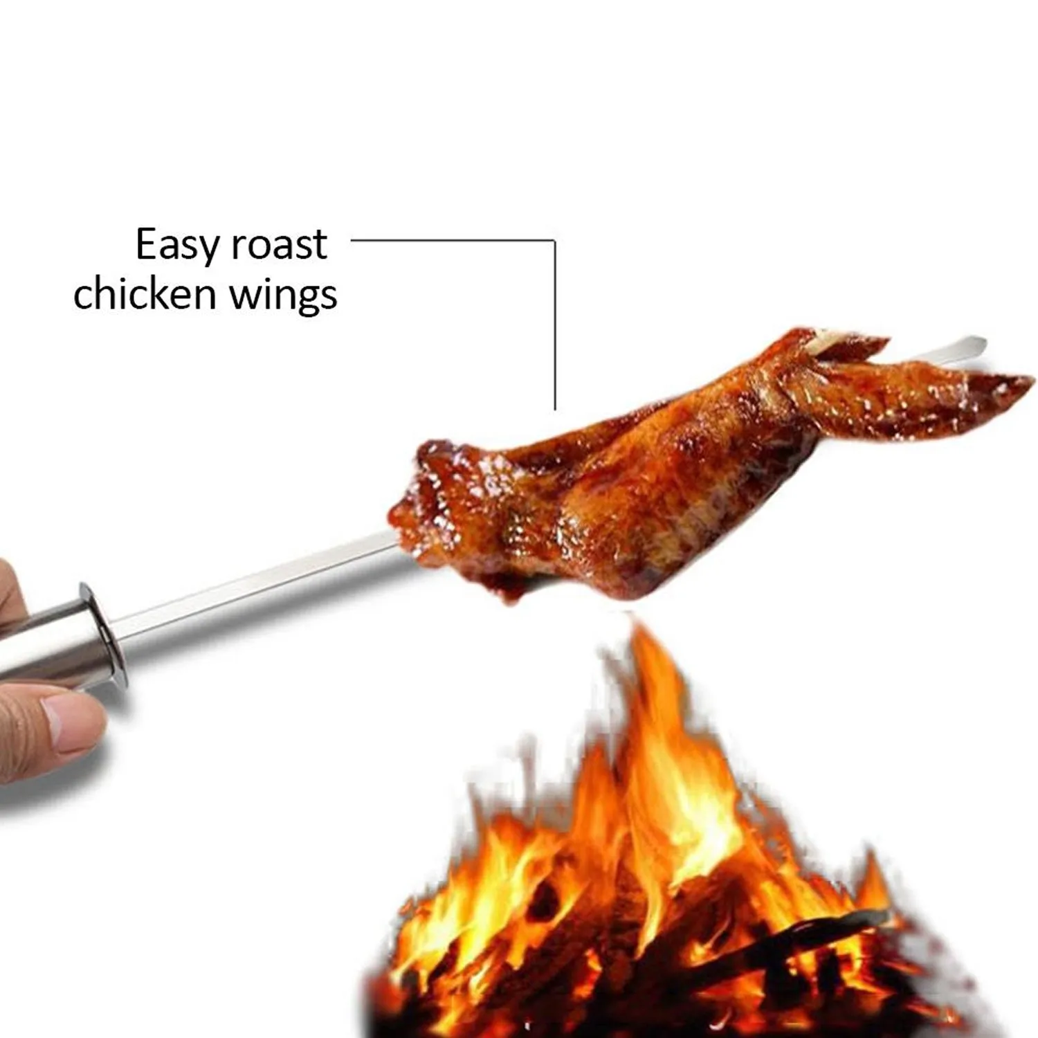2331 Long Stainless Steel BBQ Grill Bar Sticks With Handle Reusable Grill Skewers Outdoor Camping