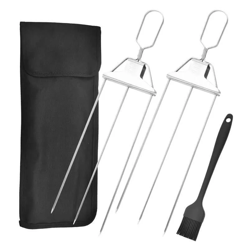 3-Prong Skewer Stick Stainless Steel Kebab Fork