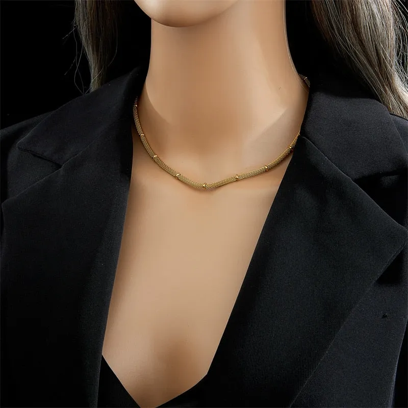 316L Stainless Steel Gold Color Cuban Link Chain For Women