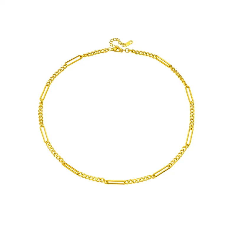 316L Stainless Steel Gold Color Geometric Link Chain Necklace For Women