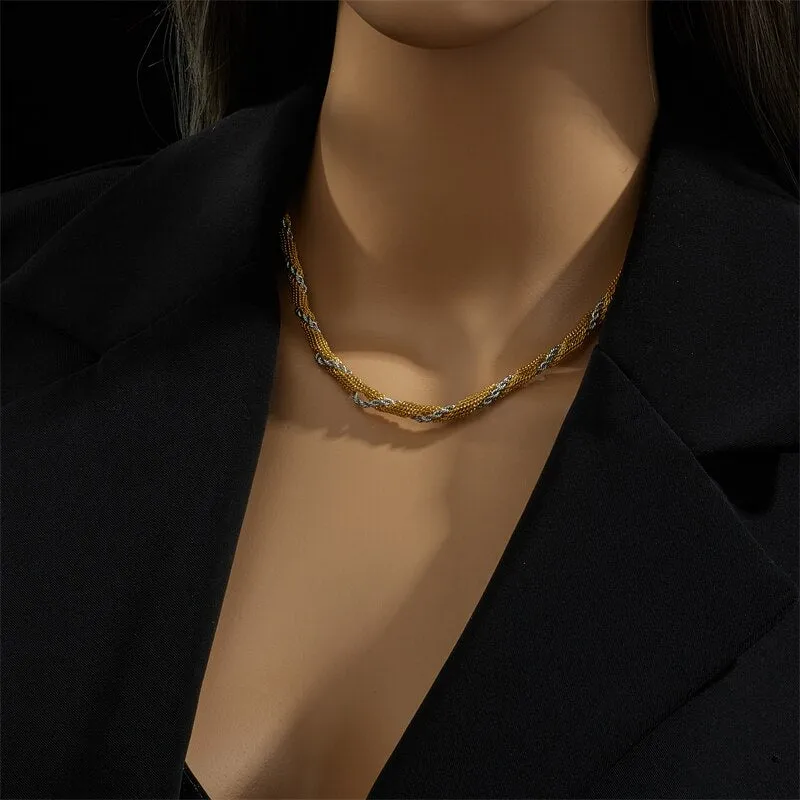 316L Stainless Steel Gold Silver Color Thick Chains Necklace For Women