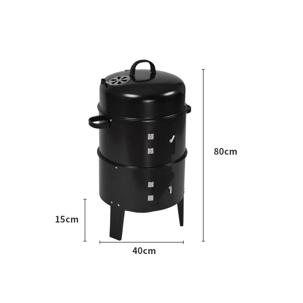 3in1 Charcoal BBQ Grill Smoker Portable Outdoor Barbecue Roaster Steel Camping