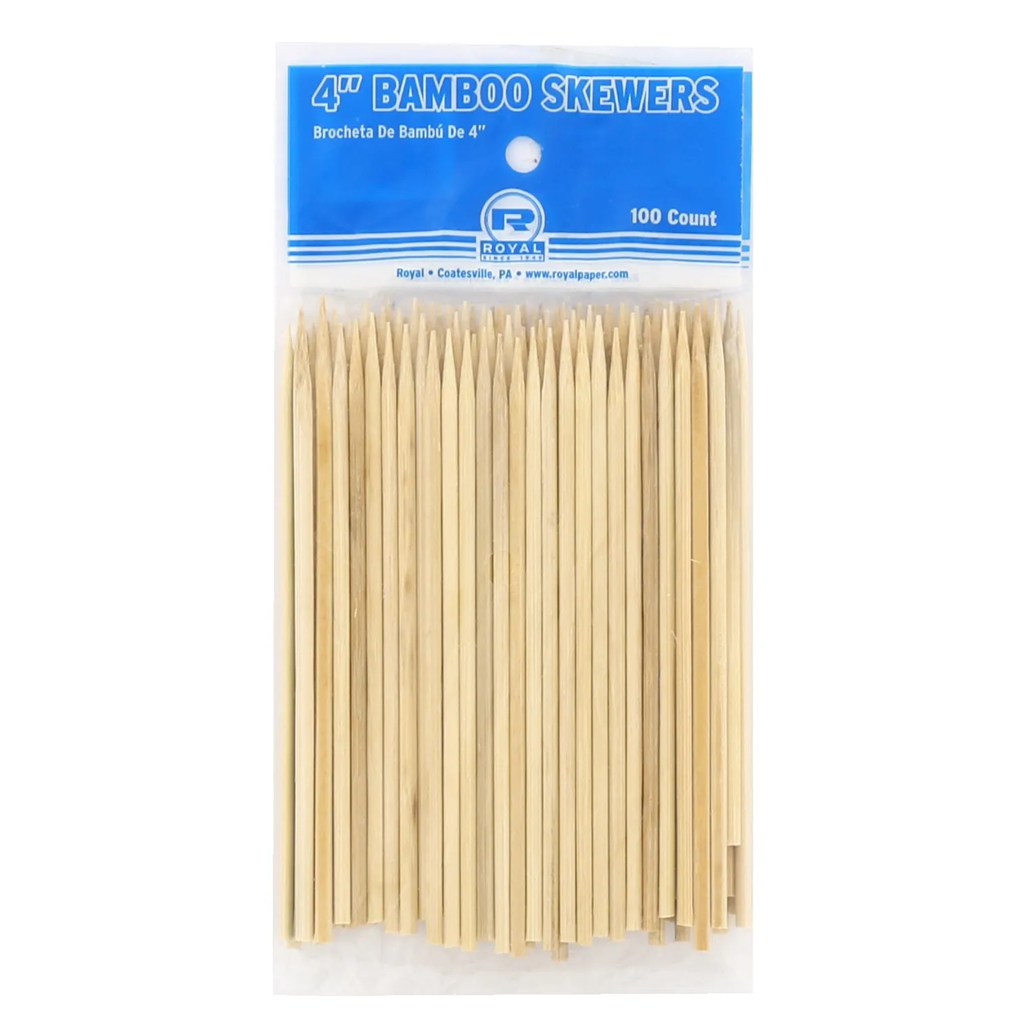 4" Round Bamboo Skewers, Case of 19,200