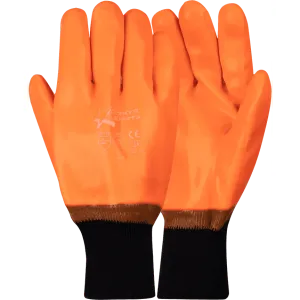 50mm 2.5'' Hi-Vis Orange PVC jersey liner freezer gloves Abrasion-Lv4