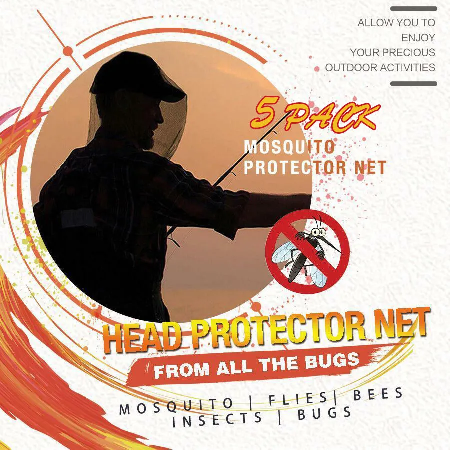 5Pcs Outdoor Head Face Protector Hat | Cap for Bee Insect Mosquito Net Mesh Headgear