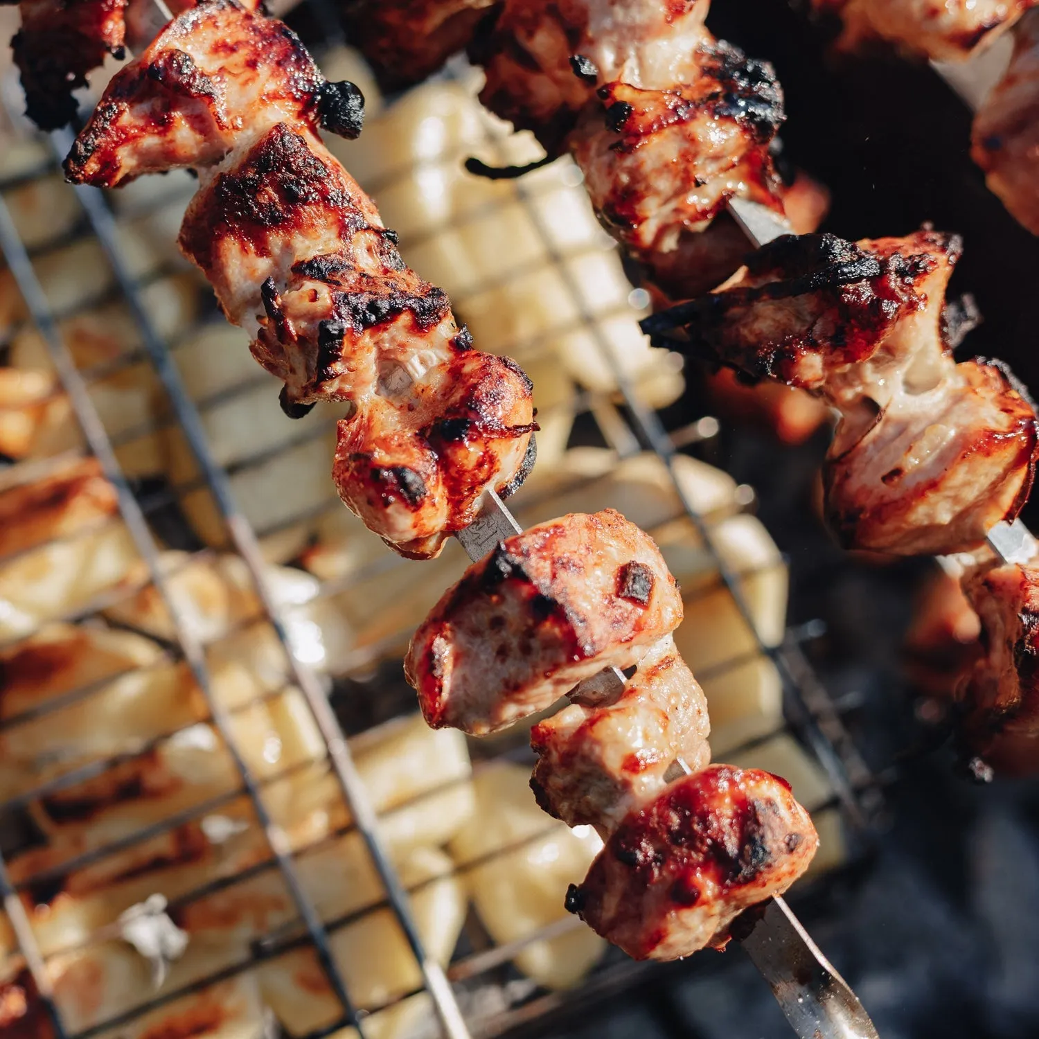 7099 Non Bending Reusable Long Wooden Thick Handle BBQ Grill Paneer Tikka Kebab Seekh Barbeque Skewers.