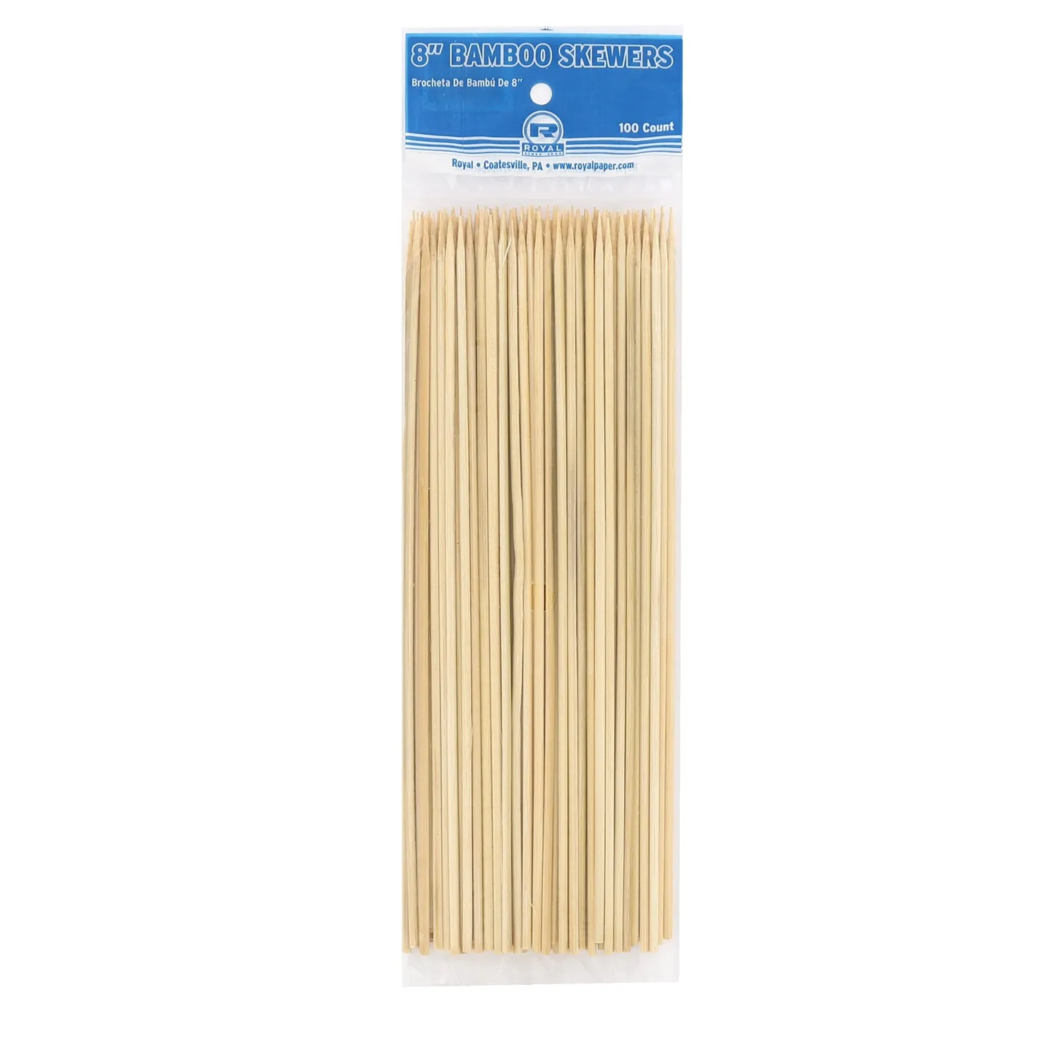 8" Round Bamboo Skewers, Case of 19,200