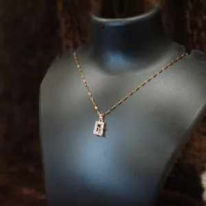 A.D. square pendant with statement braided chain_ anti tarnish