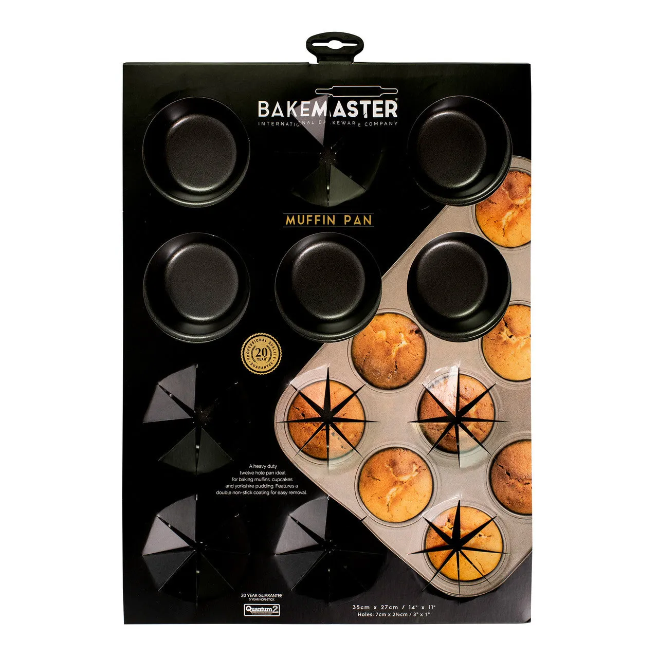 Bakemaster - 12 Cup Muffin/Cupcake Pan 35x27/7x2.5cm Non-stick