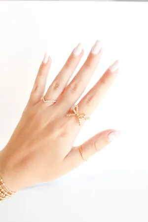Beaded Blondes 'Gold Bow Ring'