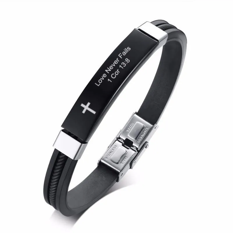 Bible Verse Bracelet <br> 1 Corinthians 13:8 (Silicone)