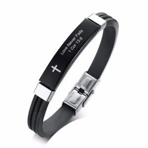 Bible Verse Bracelet <br> 1 Corinthians 13:8 (Silicone)