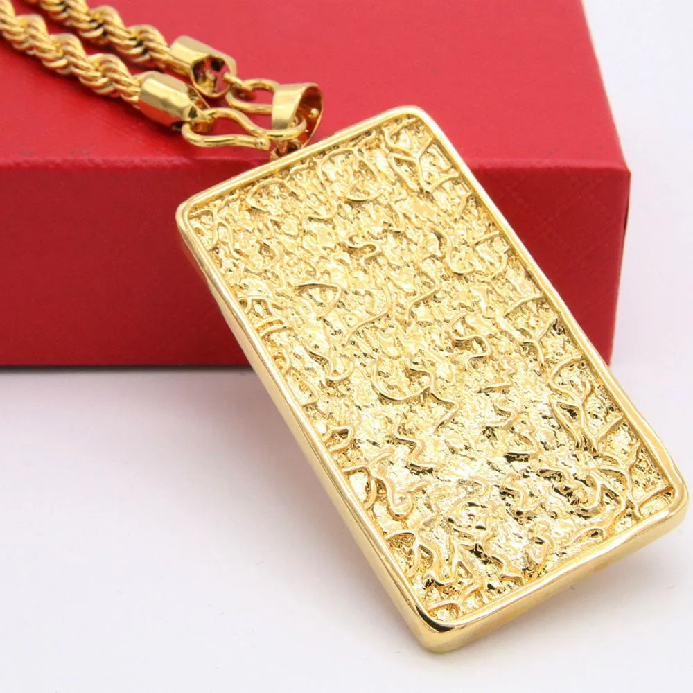 Big Lion Pattern Pendant Rope Chain Necklace Yellow Gold Filled Solid Mens Jewelry Hip Hop Style