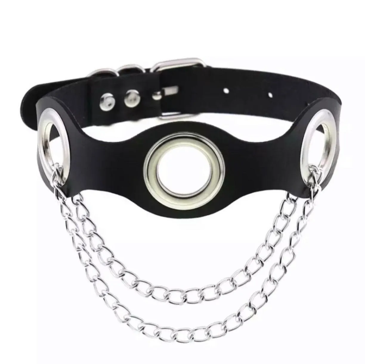 Black Bold Rivets Chain Choker Necklace