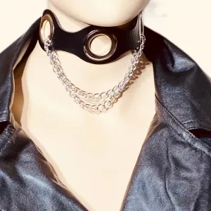 Black Bold Rivets Chain Choker Necklace