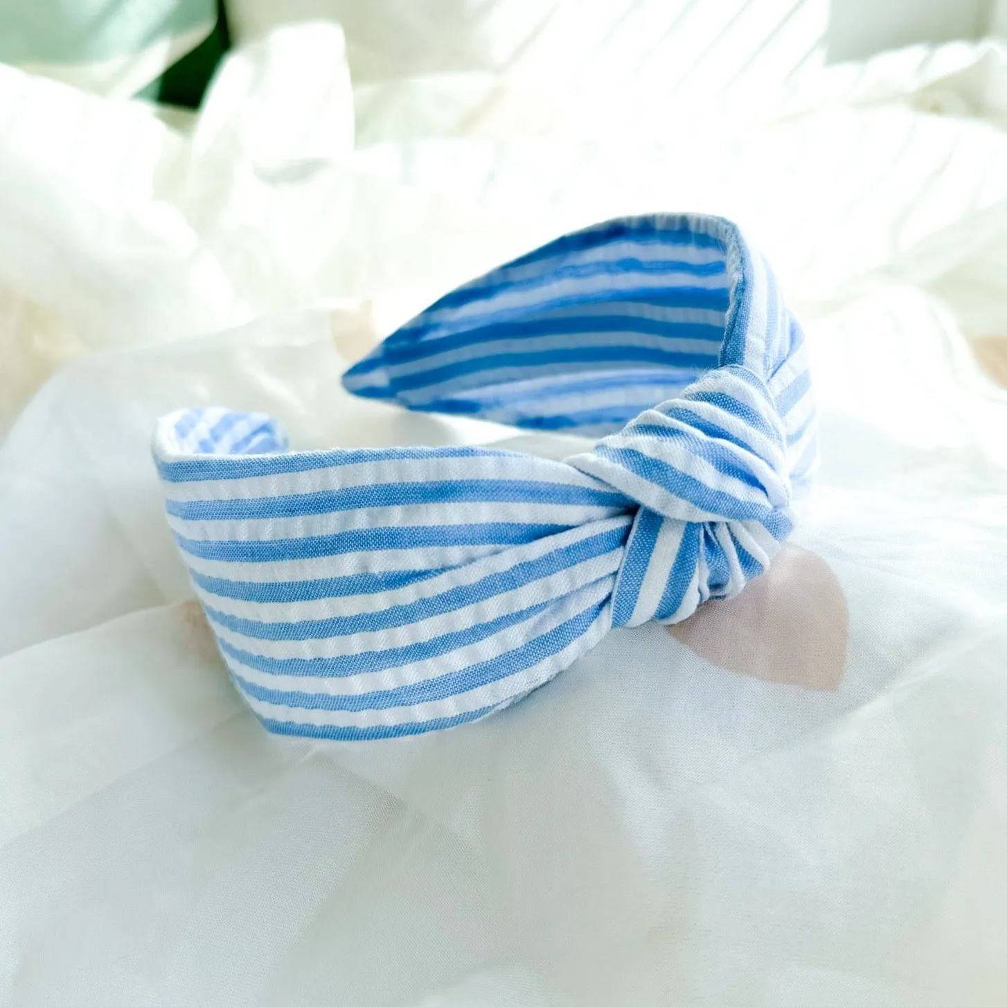 Blue Stripe Knot Headband