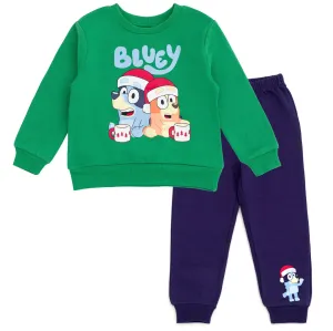 Bluey Christmas Fleece Sweatshirt and Jogger Pants Outfit Set