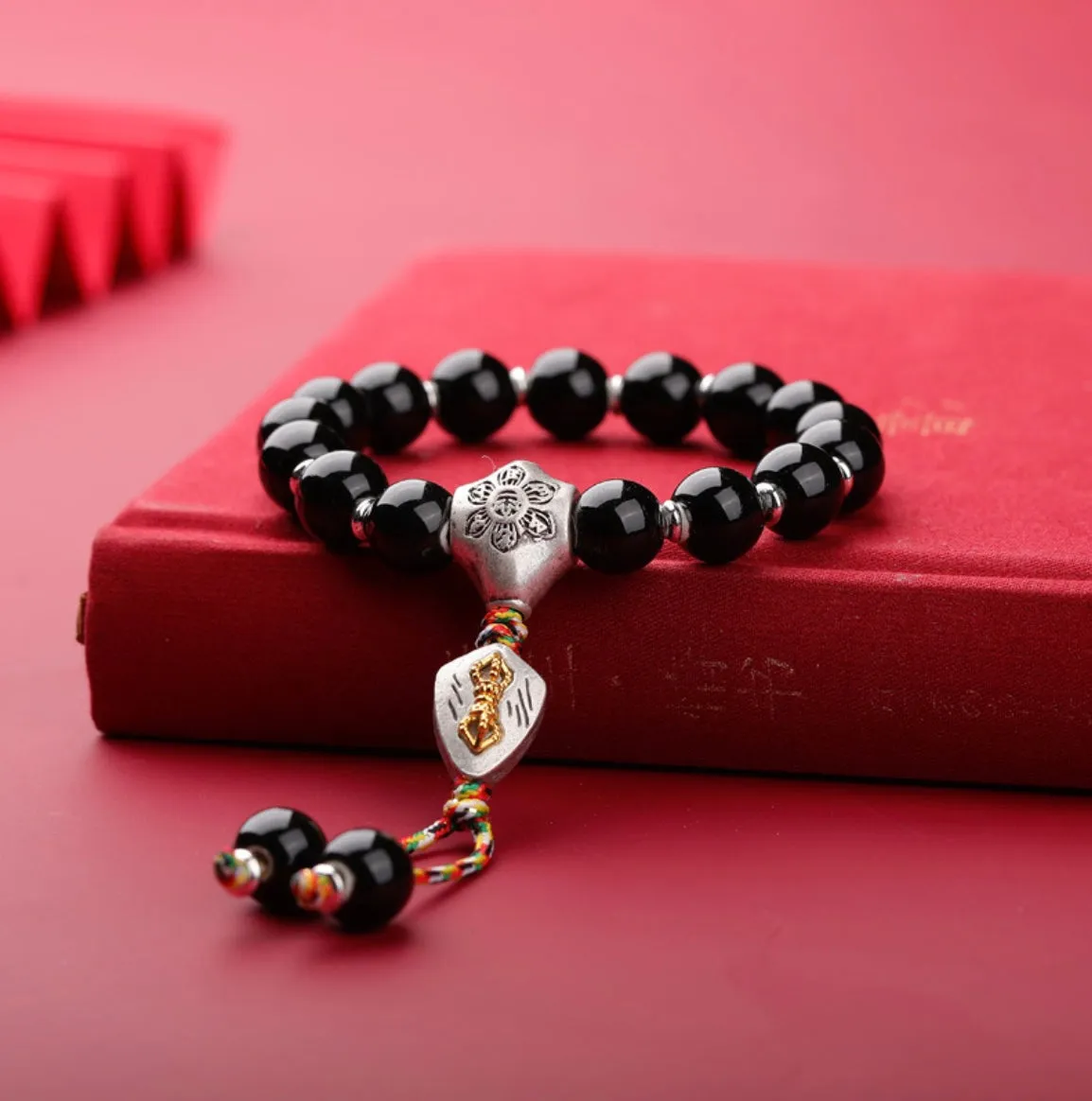 Buddhist Vajra Mantra Wheel Ceramic Liu Li Glass Bracelet 10/14mm Wrist Mala Bracelet