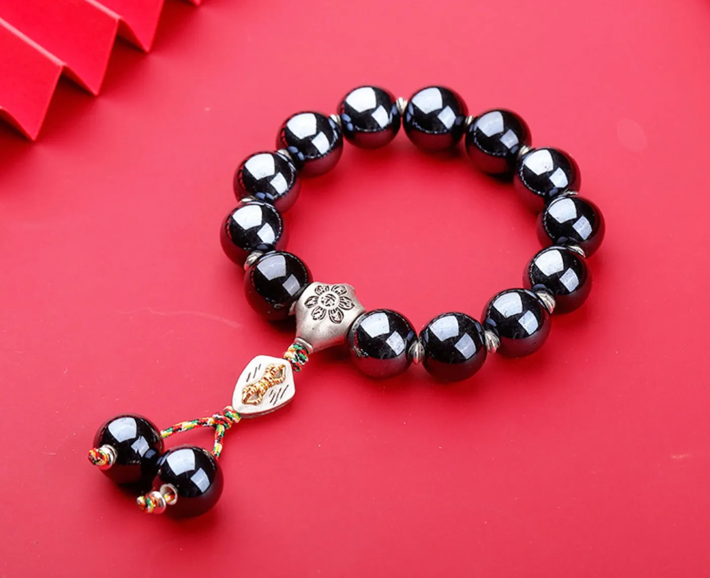 Buddhist Vajra Mantra Wheel Ceramic Liu Li Glass Bracelet 10/14mm Wrist Mala Bracelet