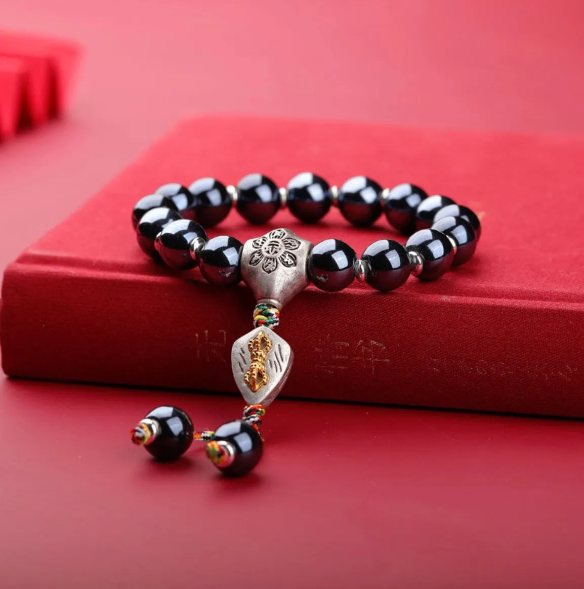 Buddhist Vajra Mantra Wheel Ceramic Liu Li Glass Bracelet 10/14mm Wrist Mala Bracelet