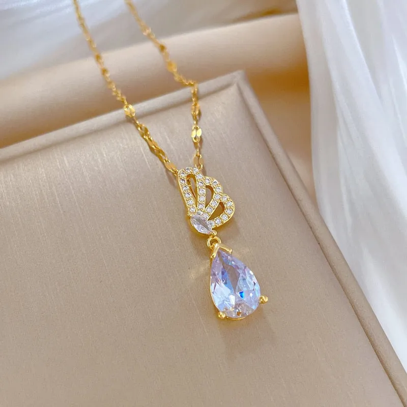 Butterfly AAA Zirconia Elegant Pendants Design Necklace For Women