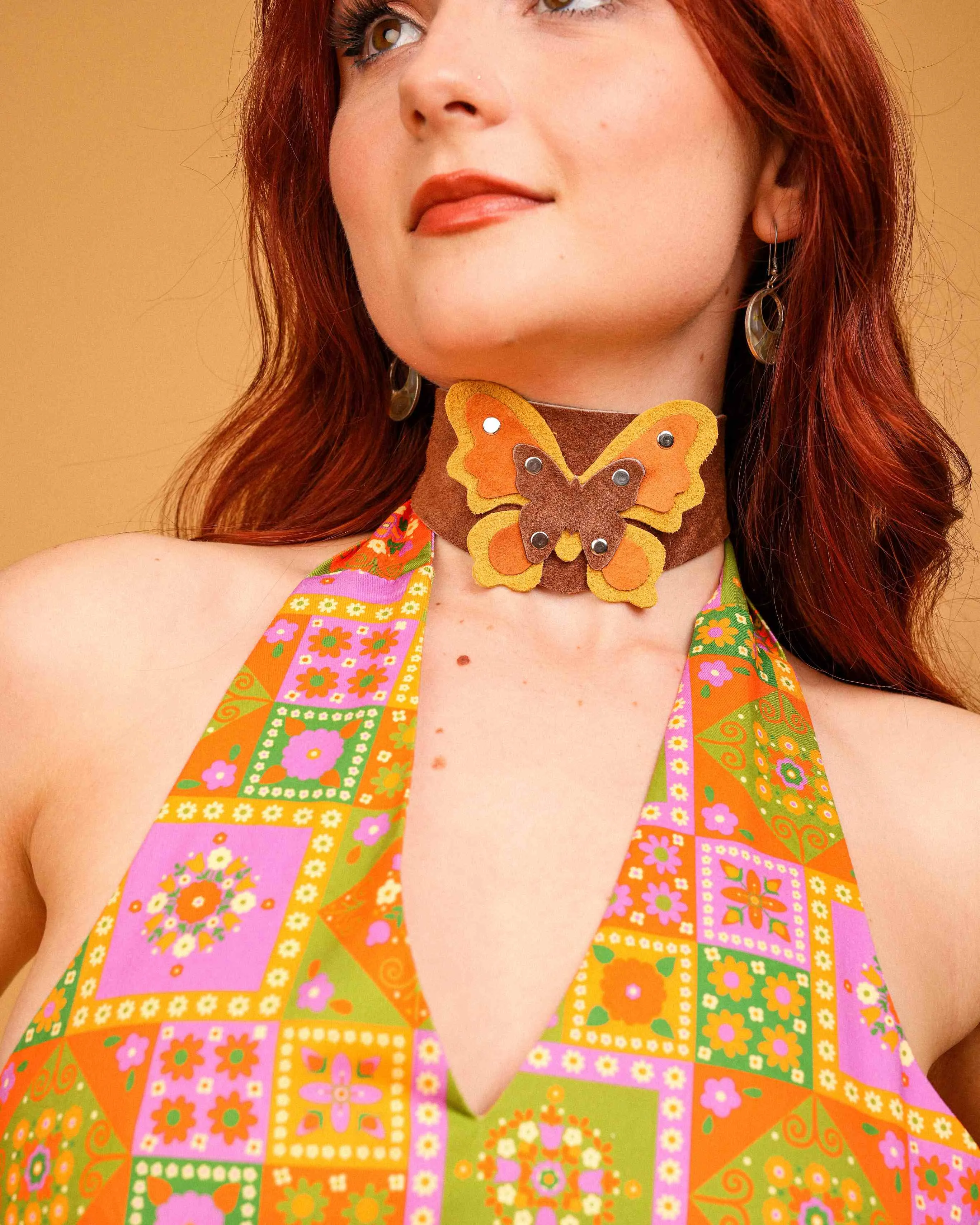 Butterfly Bloom - Reclaimed Suede Choker