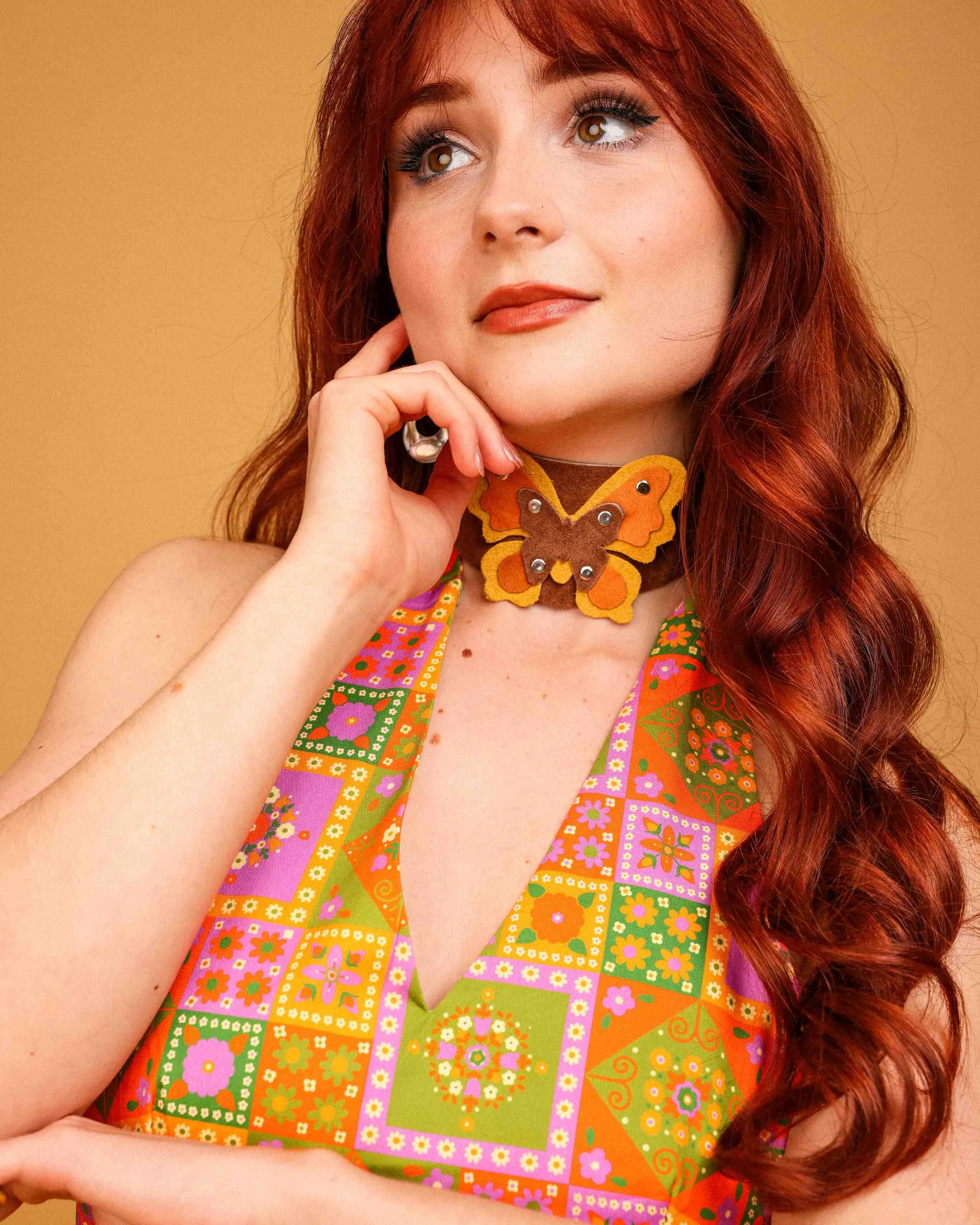 Butterfly Bloom - Reclaimed Suede Choker