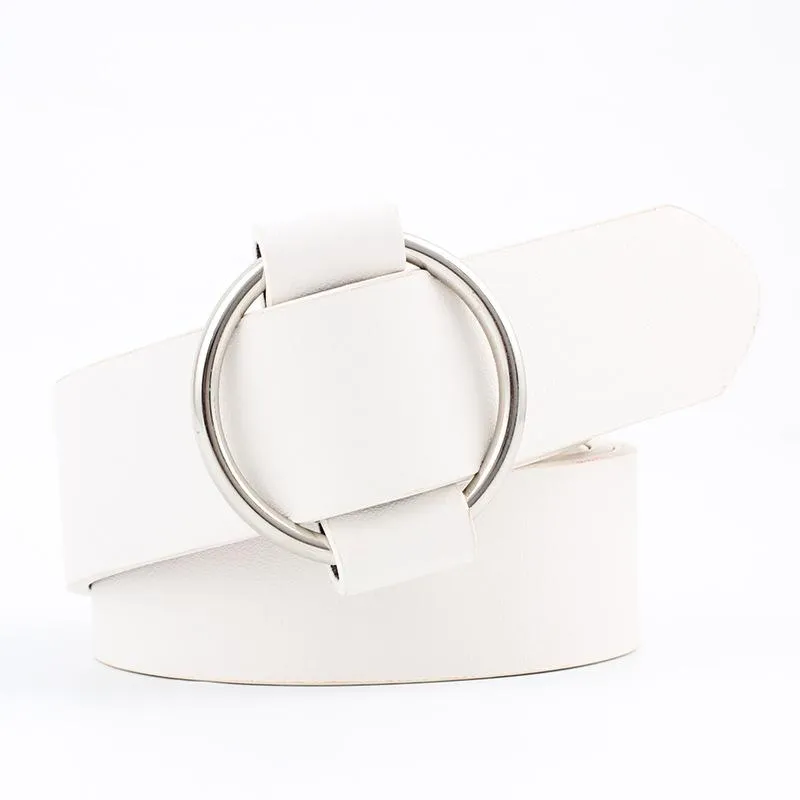 Casual Faux Leather Round Buckle Belt