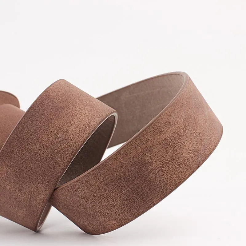 Casual Faux Leather Round Buckle Belt