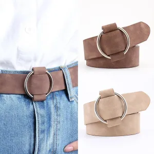Casual Faux Leather Round Buckle Belt
