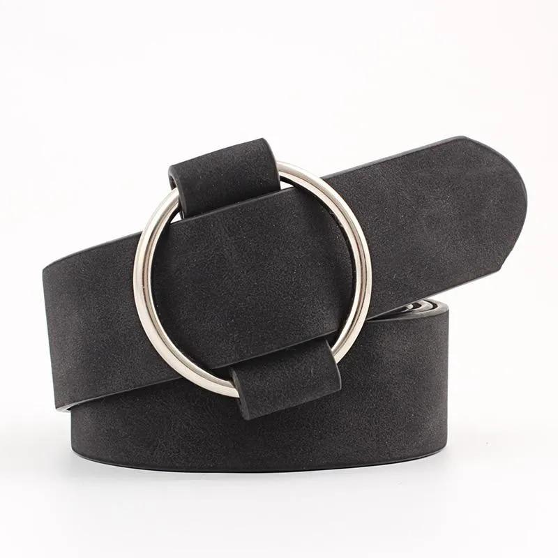 Casual Faux Leather Round Buckle Belt