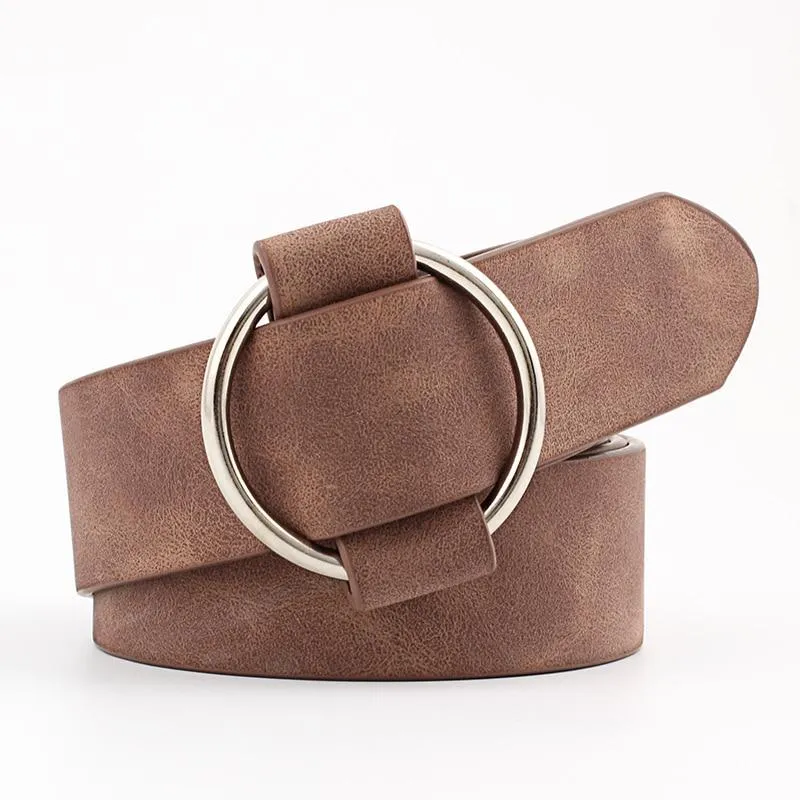 Casual Faux Leather Round Buckle Belt