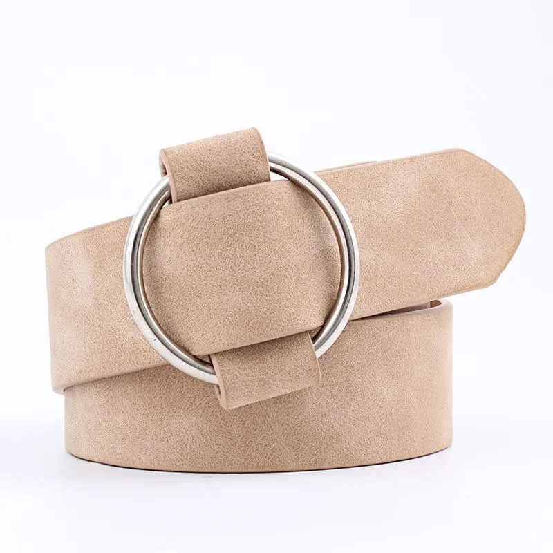 Casual Faux Leather Round Buckle Belt