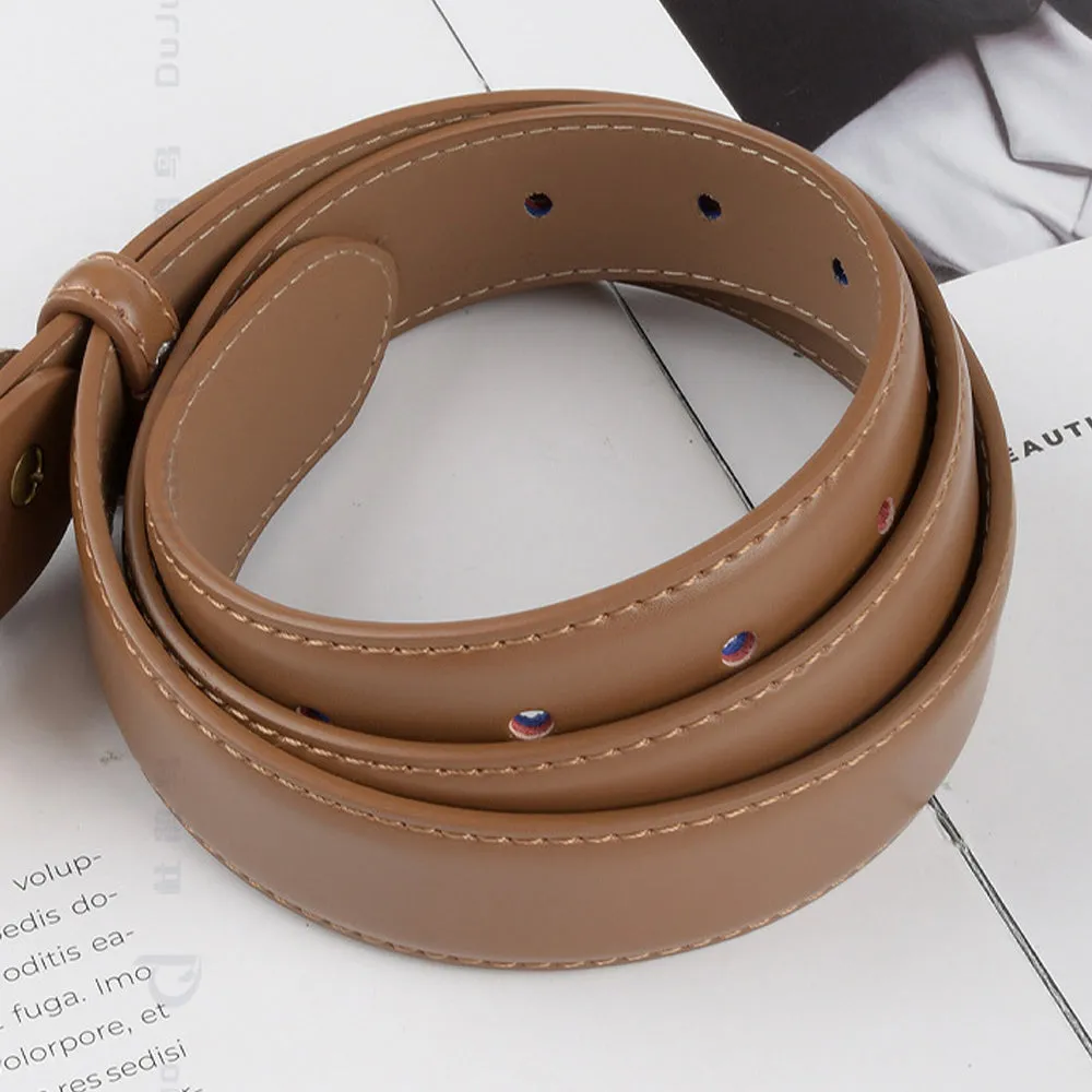 Cheeky X Classic Leather Belts for Women, Joyreap Genuine Leather Womens Belts with Gold Buckle (Brown)