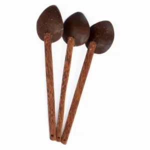Coconut Shell Large Cooking Spoon Sets for Serving (Set of 3)