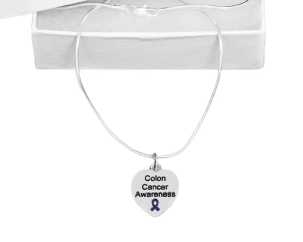 Colon Cancer Awareness Heart Necklaces