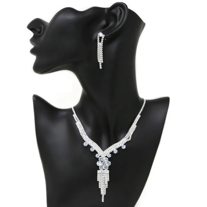 Cubic Zirconia Pave Necklace Set