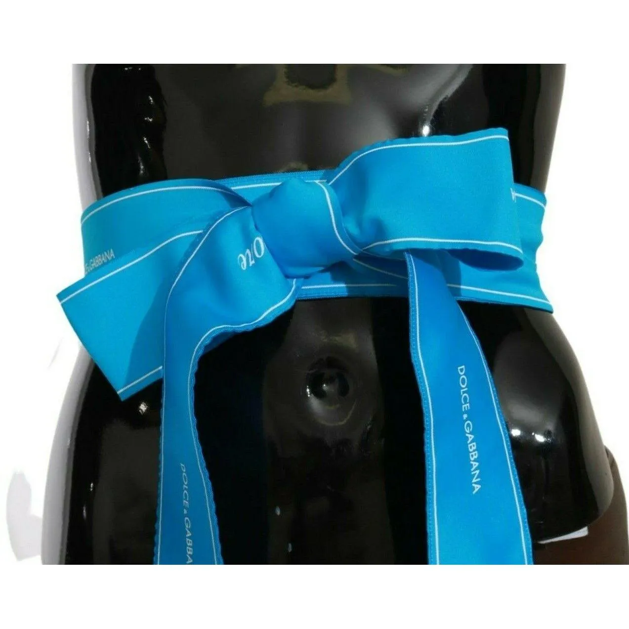 Dolce & Gabbana Elegant Bow Snap Blue Waist Belt