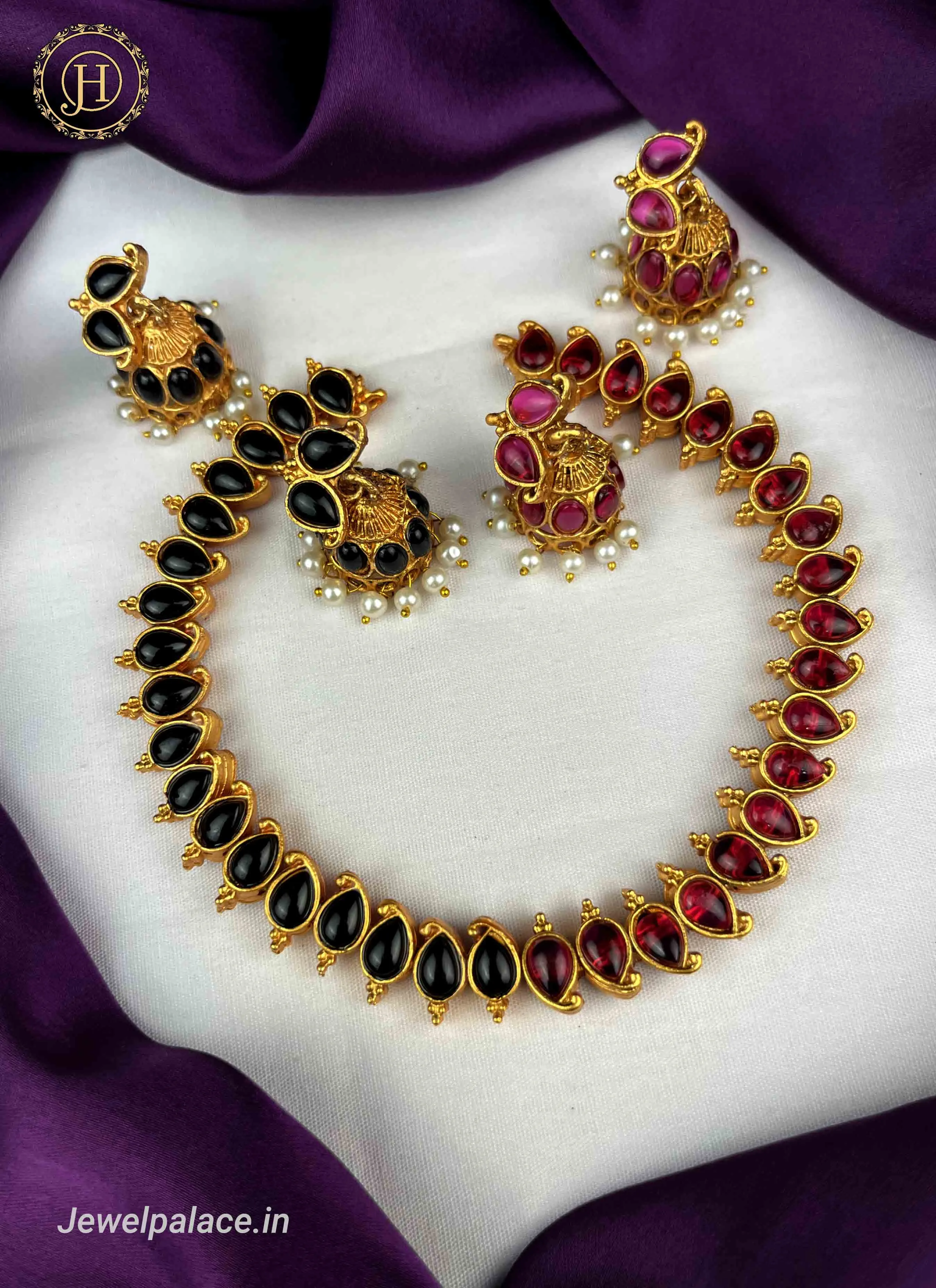 Elegant Gold Plated Designer Necklace With Earrings JH1694
