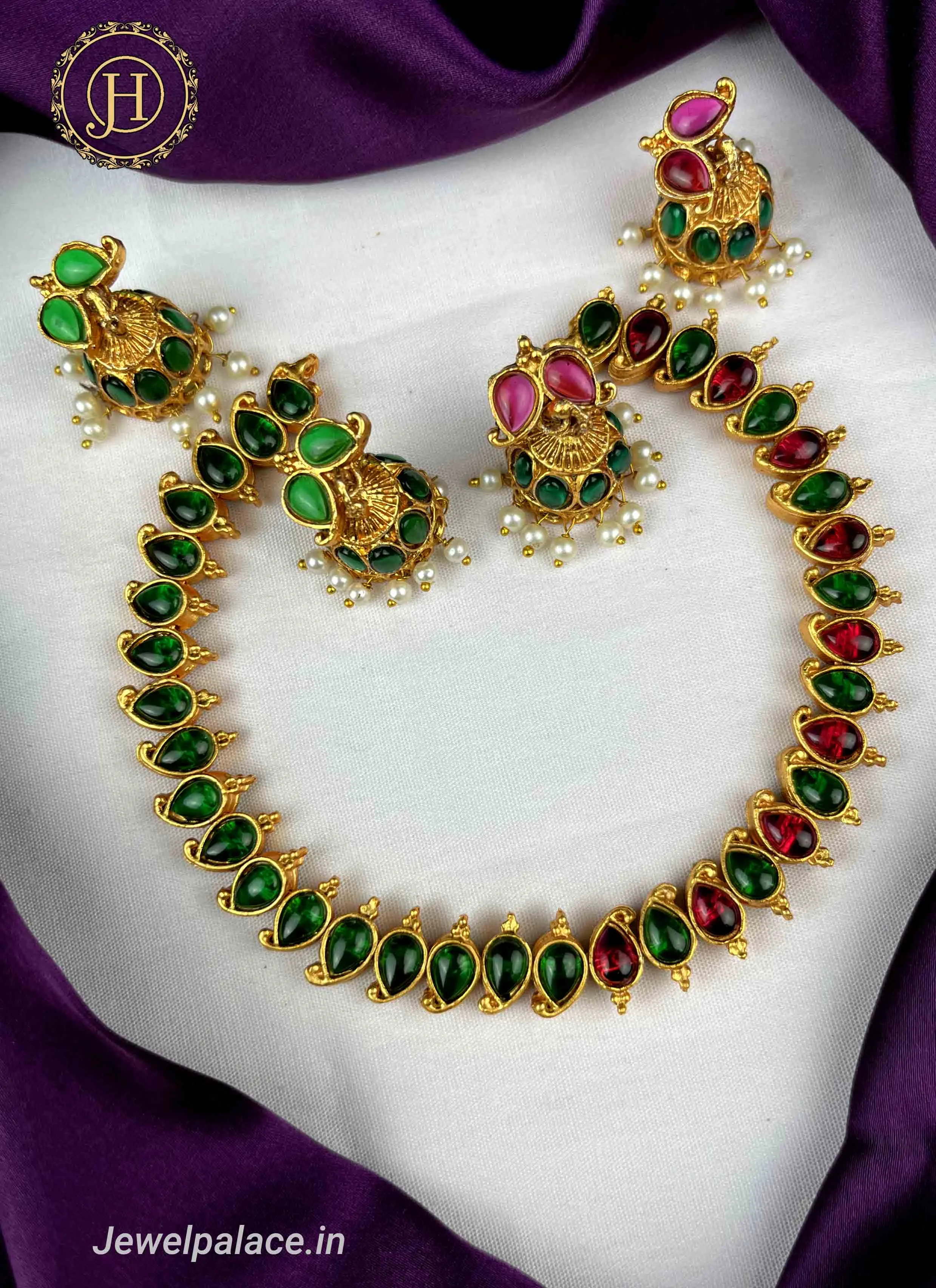 Elegant Gold Plated Designer Necklace With Earrings JH1694